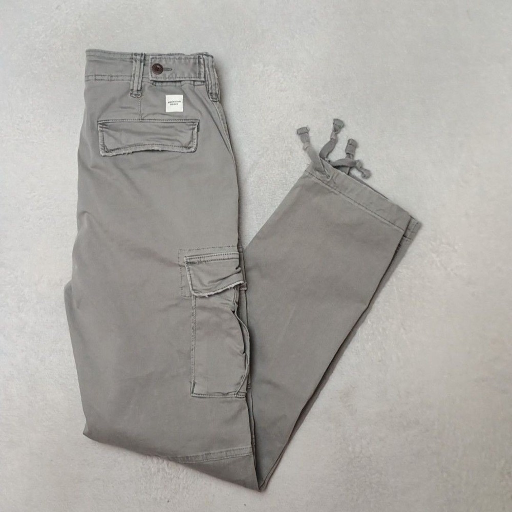 American Eagle Pants Men 30x34 Gray Paratrooper Cargo Stretch Cotton Spandex